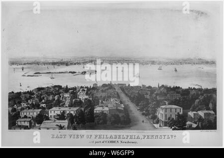 Vue de l'Est de Philadelphie, Pennsylvanie, et la partie de Camden, New Jersey, ca. 1836 ; entrée en fonction d'une loi du Congrès dans l'année 1836 dans le bureau du greffier de la cour de district du district est de Pennsylvanie Portée et contenu : A. Koliner, Philadelphie. Banque D'Images