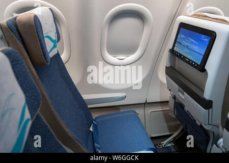 LE BOURGET PARIS - JUN 20, 2019 : la cabine de l'Airbus A3330neo avion du passager d'Air France au Bourget. Banque D'Images