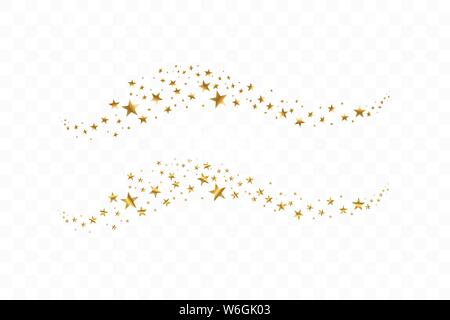 Tomber étoiles dorées. Nuage d'étoiles d'or isolé sur fond blanc. Vector illustration Illustration de Vecteur