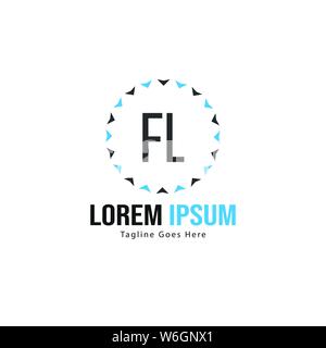Logo FL Initial modèle avec cadre moderne. Lettre FL minimaliste design logo vector illustration Illustration de Vecteur