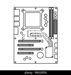 L'icône de la carte mère. Contours Design Simple avec AVC. modifiable Vector Illustration. Illustration de Vecteur