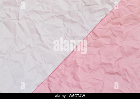 Rose et blanc papier froissé froissé texture background Banque D'Images