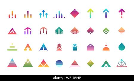 Ensemble d'icônes de bouton d'histoire à glisser vers le haut. Application et réseau social flèche de défilement pictogramme pour la mode Blogger histoires design. Illustration de style de couleur dégradé moderne et plat vectoriel Illustration de Vecteur