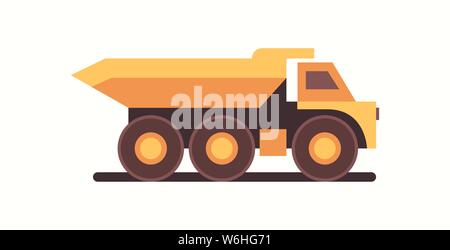 Jaune lourd camion dumper machine industrielle de la production des mines de charbon des mines de l'équipement professionnel transport concept plate horizontale Illustration de Vecteur