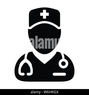 Demandez à un médecin vecteur icône profil personne de sexe masculin avatar pour consultation médicale en illustration pictogramme glyphe Illustration de Vecteur