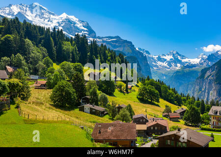 Village de montagne de Wengen, Suisse Banque D'Images