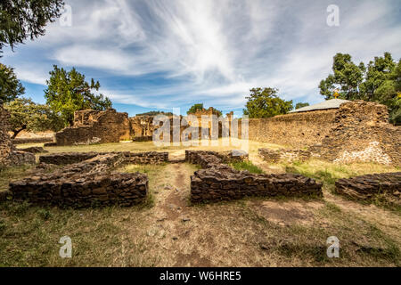 Bains turcs, Fasil Ghebbi (Royal Enclosure), Gondar, région d'Amhara, en Éthiopie Banque D'Images