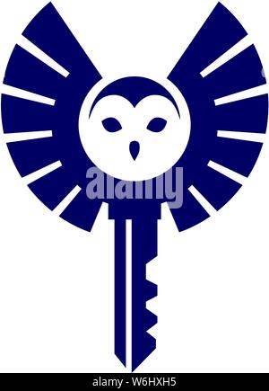 Creative hibou avec key logo design concept élément du vecteur. Illustration de Vecteur