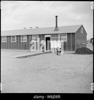 Centre de réinstallation Jerome, Denson, Arkansas. Une vue extérieure du Bureau de l'emploi. Banque D'Images