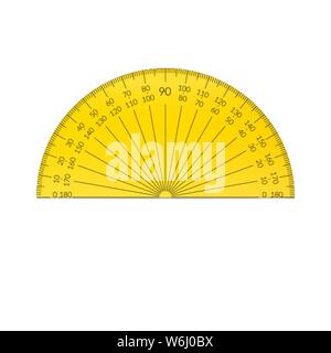Rapporteur circulaire en plastique avec une échelle de 180 degrés Illustration de Vecteur