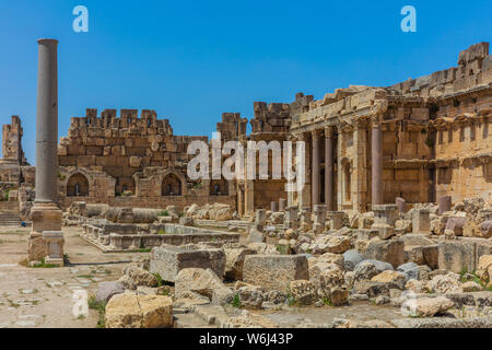 Temple de Jupiter romains ruines de Baalbek, dans la vallée de la Beeka Liban Moyen Orient Banque D'Images