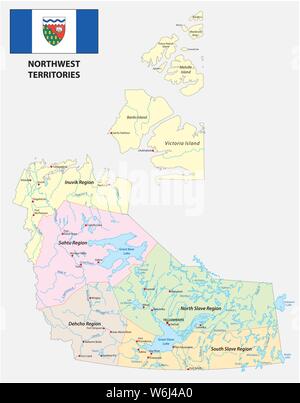 Politique des territoires et régions administratives la carte avec drapeau canada Illustration de Vecteur