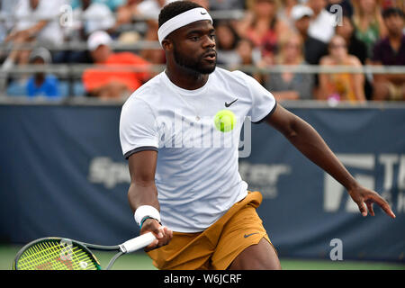 Washington DC, USA. 06Th Aug 2019. 1 août 2019 : Frances Tiafoe (USA) perd la première série de Daniil Medvedev (RUS) 6-2, à l'Open de Citi joué à Rock Creek Park Tennis Center à Washington, DC, . © Leslie Billman/Tennisclix/CSM Crédit : Cal Sport Media/Alamy Live News Banque D'Images