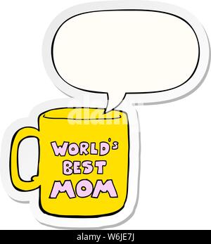 Meilleur des mondes maman mug avec bulle sticker Illustration de Vecteur