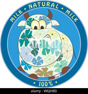 Cartoon vector illustration bande dessinée. vache sur un fond bleu. Illustration de Vecteur