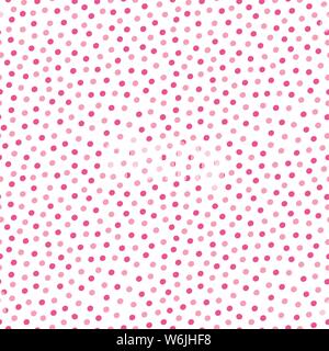 Hand drawn dense confettis rose polka dot design. Modèle vectoriel continu sur fond blanc. Super pour bien-être, beauté, bébé, enfants, maison, Illustration de Vecteur