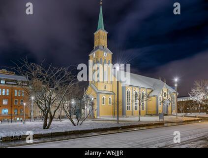 Église, nuit, Tromso, Norvège Banque D'Images