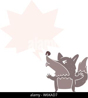 Cartoon halloween loup-garou howling avec bulle en style retro Illustration de Vecteur