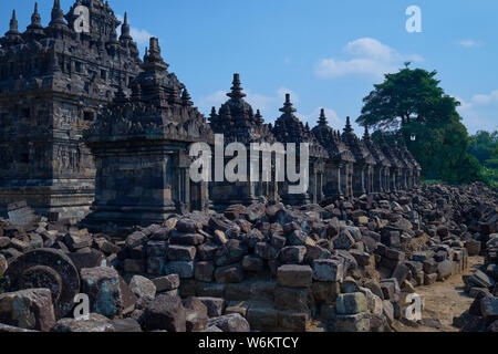Le complexe du temple bouddhiste, Plaosan près de Yogyakarta, Indonésie. Banque D'Images