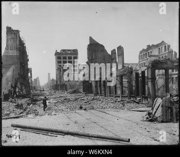 Tremblement de terre de San Francisco de 1906 : [c'est un] zone est peut-être dans les environs de Bush et des rues de la batterie Banque D'Images