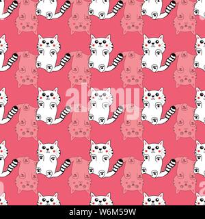 Cute chatons dessinés à la main. Illustration de Vecteur