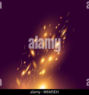 Des étincelles de feu dans le vent. Vector illustration. Illustration de Vecteur