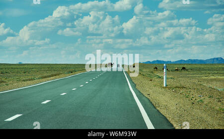 En route désert de Gobi. Huysiyn govi, Mongolie Banque D'Images