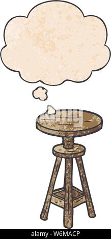 Artiste caricature tabouret avec bulle pensée dans le style grunge texture Illustration de Vecteur