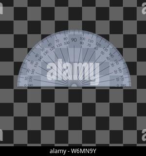 Rapporteur circulaire en plastique avec une échelle de 180 degrés Illustration de Vecteur