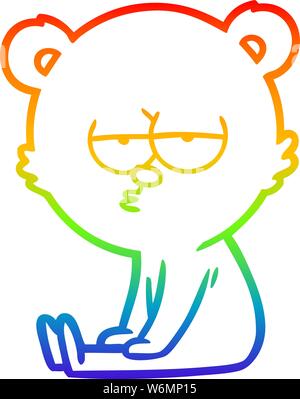 La ligne de gradient dessin d'un ours polaire assis ennuie cartoon Illustration de Vecteur