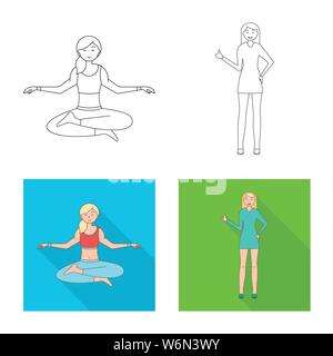 Objet isolé de la posture et de l'humeur signe. Collection de posture et l'icône vecteur femelle pour stock. Illustration de Vecteur