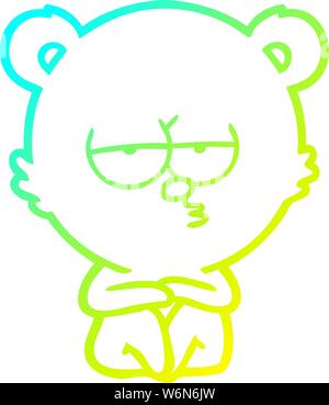Ligne de gradient froid dessin d'un ours polaire assis ennuie cartoon Illustration de Vecteur
