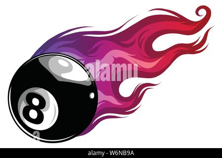 8 ball avec des flammes vector art illustartion Illustration de Vecteur