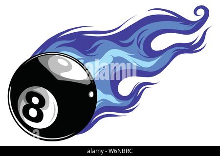 Flaming Billard 8 Ball Vector Cartoon tout en feu flammes Illustration de Vecteur