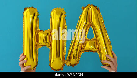 Golden HA Parole faite de ballons gonflables Banque D'Images