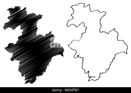 La région de Kindia (subdivisions de la Guinée, Guinée Conakry, Guinée française) map vector illustration, scribble sketch carte Kindia Illustration de Vecteur