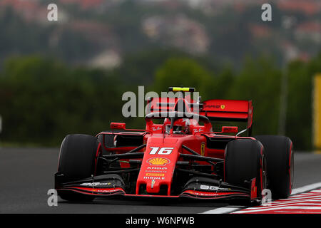 Budapest, Hongrie. 2 août 2019. # 16 Charles Leclerc, Scuderia Ferrari. GP de Hongrie, Budapest, 2-4 août 2019. 02/08/2019 GP Budapest Hongrie Championnat de Formule 1 2019 Photo Course Federico Basile/Insidefoto insidefoto Crédit : srl/Alamy Live News Banque D'Images