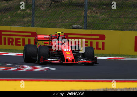 Budapest, Hongrie. 07 août, 2019. Charles Leclerc de la Scuderia Ferrari sur la voie au cours de la pratique pour la F1 Gran Prix de Hongrie Crédit : Marco Canoniero/Alamy Live News Banque D'Images