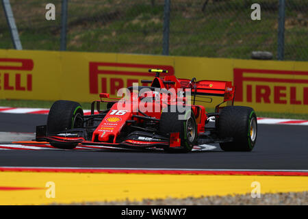 Budapest, Hongrie. 07 août, 2019. Charles Leclerc de la Scuderia Ferrari sur la voie au cours de la pratique pour la F1 Gran Prix de Hongrie Crédit : Marco Canoniero/Alamy Live News Banque D'Images