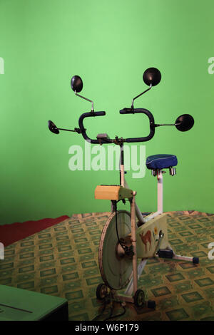 Exercise bike in an art museum, National Museum, Janpath, New Delhi, Delhi, India Stock Photo