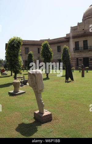 Sculptures in the garden of an art museum, National Museum, Janpath, New Delhi, Delhi, India Stock Photo