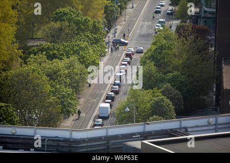 Drone aérien vue de street Dublin Irlande Banque D'Images