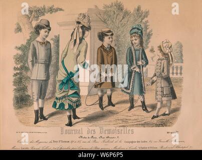 "Journal des Demoiselles", c1820s. Gravure lithographique de la mode pour enfants en 1830, Paris. Banque D'Images