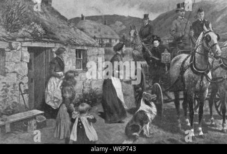 'La reine Victoria et ses locataires des Highlands', c1870s, (1901). Victoria (1819-1901) visites crofters vivant sur son domaine en Ecosse. "De l'Illustrated London News Record de la glorieuse époque de la reine Victoria 1837-1901 : la vie et l'accession du roi Édouard VII et la vie de la Reine Alexandra". [Londres, 1901] Banque D'Images