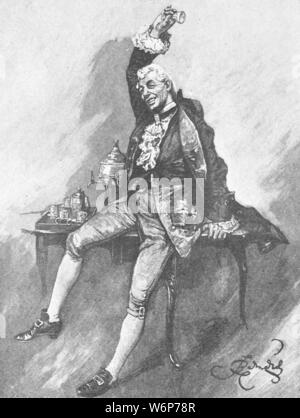 'Charles Wyndham comme David Garrick', le 19 mars 1887, (1901). L'acteur anglais-manager Charles Wyndham (1837-1919) jouant le rôle-titre dans "David Garrick", une pièce comique par Thomas William Robertson, mis en scène au Criterion Theatre, Londres. "De l'Illustrated London News Record de la glorieuse époque de la reine Victoria 1837-1901 : la vie et l'accession du roi Édouard VII et la vie de la Reine Alexandra". [Londres, 1901] Banque D'Images