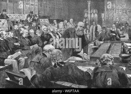 "Le banc ministériel de la Chambre des Lords,' constitutive, (1901). Scène dans le Palais de Westminster à Londres, au cours de la dernière partie du marquis de Salisbury, premier ministre () constitutive. Homme politique conservateur britannique, Robert Arthur Talbot Gascoyne-Cecil, 3e marquis de Salisbury (1830-1903) fut premier ministre trois fois pour un total de plus de 13 ans. Il a été le dernier premier ministre à la tête de son administration complète de la Chambre des Lords. "De l'Illustrated London News Record de la glorieuse époque de la reine Victoria 1837-1901 : la vie et l'accession du roi Édouard VII a Banque D'Images