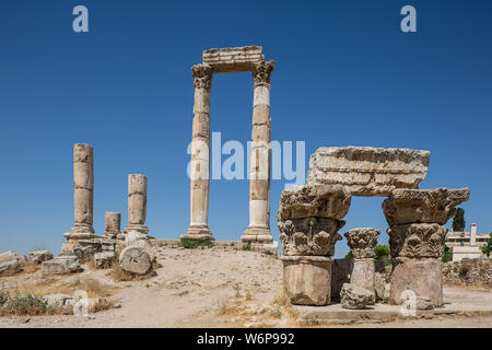 Temple d'Hercule à La Citadelle d'Amman, Jordanie Banque D'Images