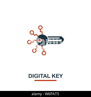 Icône de clé numérique. Design deux couleurs de la collection d'icônes de crypto-monnaie. Icône simple de la clé numérique à pictogramme pour la conception de sites Web, les applications et les logiciels Banque D'Images