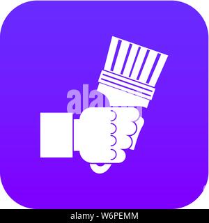 Main tenant une pince avec poignées violet numérique icône Illustration de Vecteur