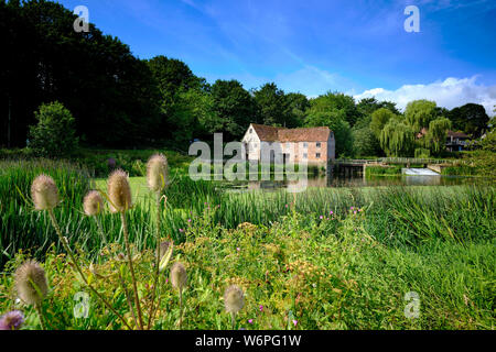 Sturminster Newton Mill, Dorset, UK. 31 août 2019. Moulin médiéval et weir sur la rivière Stour dans la vallée de Blackmore. Banque D'Images